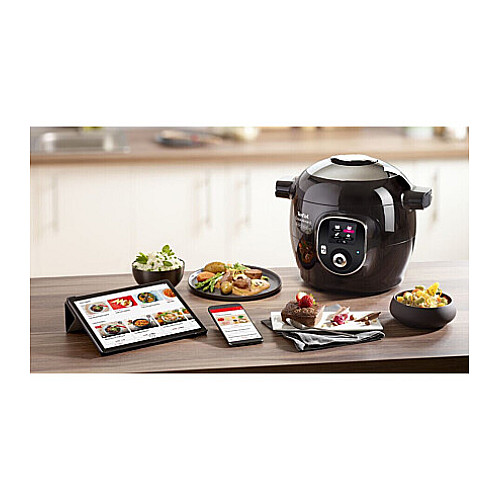 Мультиварка-скороварка Tefal Cook4me+ Connect, 1600Вт, чаша-6л, електронне керув., пластик, чорний
