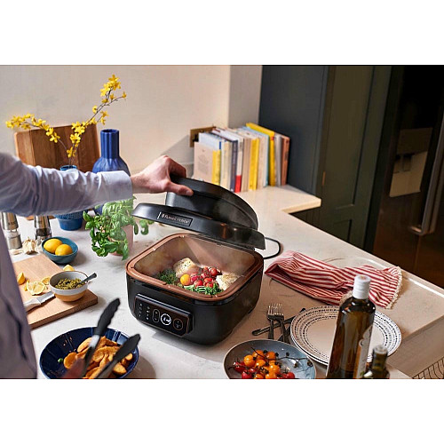 Мультипечь Russell Hobbs SatisFry Air&Grill, 1745Вт, чаша-5.5л, сенсорное управл., алюминий/пластик, черно-оранжевый