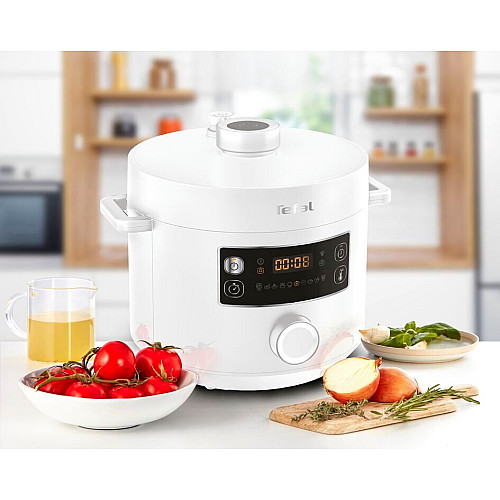 Мультиварка-скороварка Tefal Turbo Cuisine , 1000Вт, чаша-4.8л, механічне керув., пластик, білий
