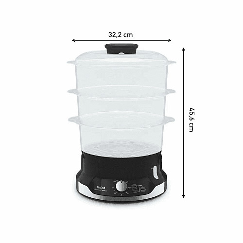 Пароварка Tefal Ultracompact, 800Вт, объем-9л, резервуар для воды -1л, механическое управл., пластик, черный