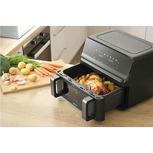 Мультипечь Sencor Dual Vita Fryer, 2700Вт, чаша-4.5+4.5л, сенсорное управл., 2 чаши, гриль, пластик, черный
