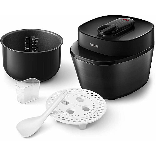 Мультиварка-скороварка Philips All-in-One Cooker, 1000Вт, чаша-5л, электронное управл., пластик, черный