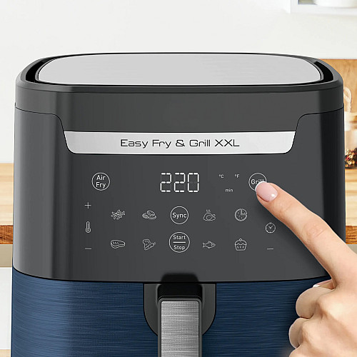 Мультипіч Tefal EasyFry&Grill XXL, 1830Вт, чаша-6.5л, сенсорне керув., 8 програм, пластик, чорно-синій