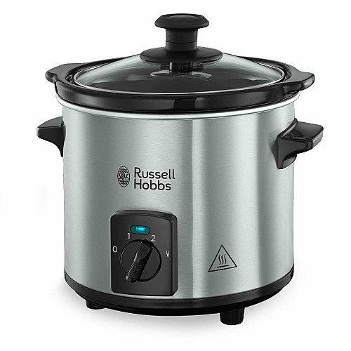 Медленноварка Russell Hobbs CompactHome, 145Вт, чаша-2л, механическое управл., съемная крышка, нерж. сталь, серый