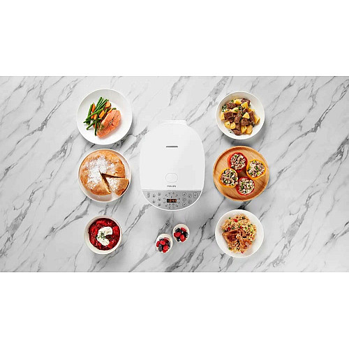 Мультиварка Philips All-in-One, 980Вт, чаша-5л, електронне керув., пластик, білий