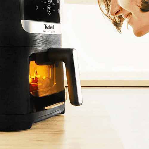 Мультипечь Tefal Easy Fry Silence Vision, 1670Вт, чаша-5л, сенсорное управл., 10 программ, с окошком, пластик, черный
