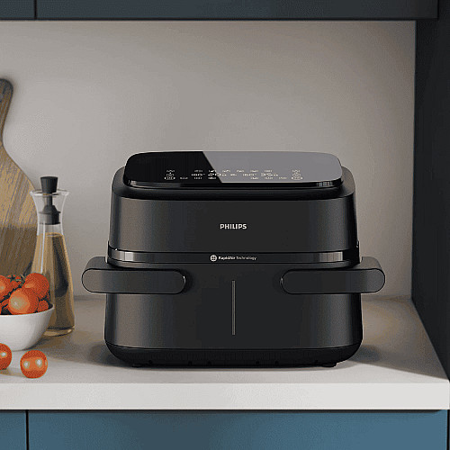 Мультипечь Philips Ovi Flex Dual 2450Вт, чаша-3+3л, сенсорное управл., 2 контейнера, 6 авто. программ, пластик, черный