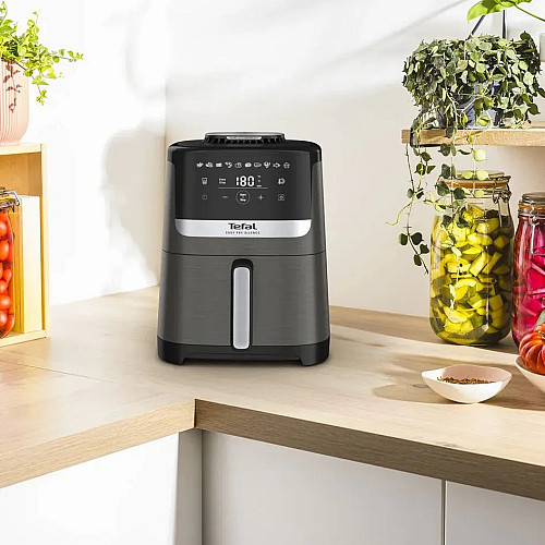 Мультипечь Tefal Easy Fry Silence, 1670Вт, чаша-5л, сенсорное управл., 10 программ, пластик, темно серый-черный