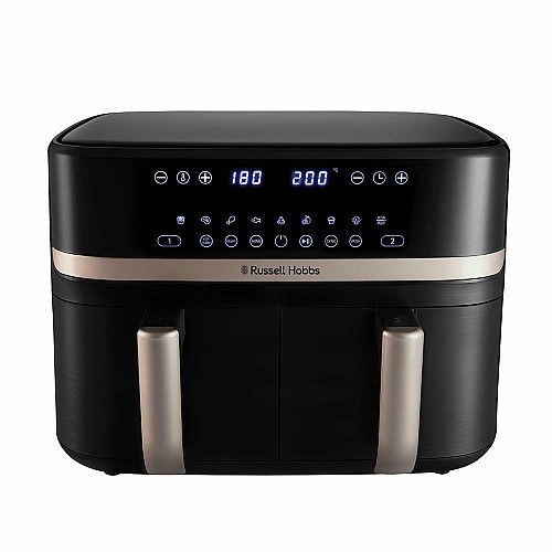 Мультипечь Russell Hobbs Satis Fry DualBaske 2800Вт, чаша-4.5/4.5л, сенсорное управл., 9 авто. программ, пластик, черный