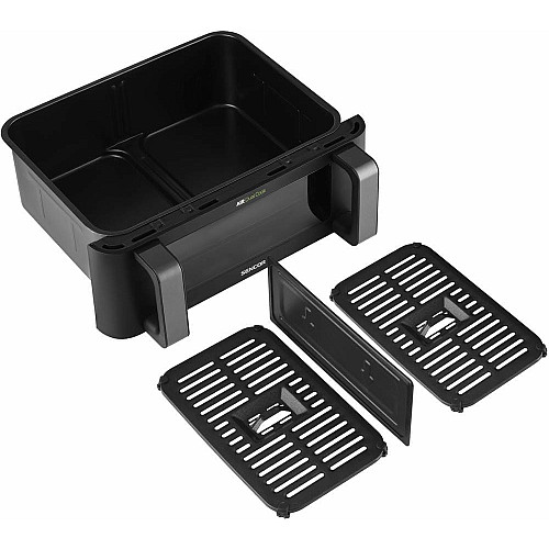 Мультипечь Sencor Dual Vita Fryer, 2700Вт, чаша-4.5+4.5л, сенсорное управл., 2 чаши, гриль, пластик, черный
