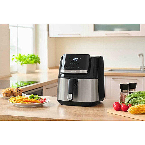 Мультипіч Sencor Vita Fryer, 1600Вт, чаша-6,5л, сенсорне керув., 10 програм, пластик, нерж. сталь-чорний