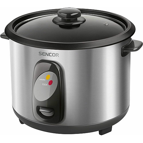 Рисоварка Sencor, 500Вт, чаша-1,5л, электр. управление, съемная крышка, нерж. сталь, серый