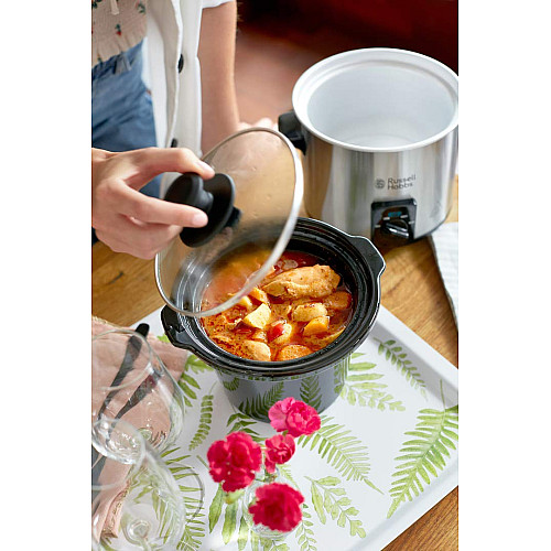Медленноварка Russell Hobbs CompactHome, 145Вт, чаша-2л, механическое управл., съемная крышка, нерж. сталь, серый