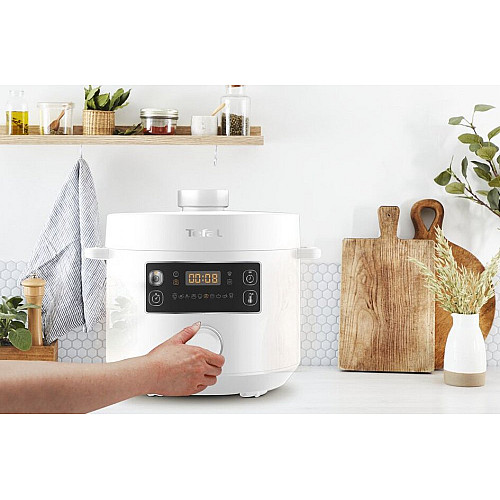 Мультиварка-скороварка Tefal Turbo Cuisine , 1000Вт, чаша-4.8л, механічне керув., пластик, білий