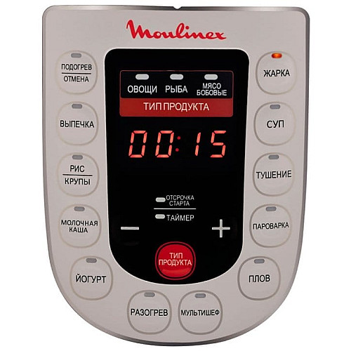 Мультиварка-скороварка Moulinex, 1000Вт, чаша-5л, сенсорное управл., металл/пластик, белый