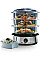 Пароварка Russell Hobbs Cook&Home 800Вт, чаша-3/3/3л, резервуар для воды -1л, механическое управление, 3 яруса, металл/пластик, черный