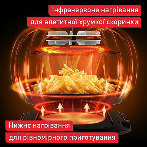 Мультипечь Tefal Easy Fry Infrared, 1850Вт, чаша-7л, сенсорное управл., 8 программ, с окошком, пластик, черный