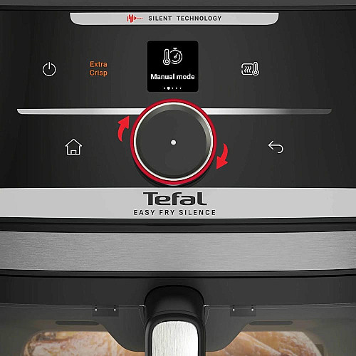 Мультипечь Tefal Easy Fry Silence XXL Smart Vision, 1800Вт, чаша-7л, сенсорное управл., 55 программ, с окошком, пластик, нерж. сталь-черный