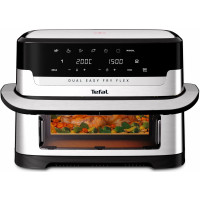 Мультипечь Tefal Dual Easy Fry Flex, 2700Вт, чаша-5.5+3.5л, сенсорное управл., с окошком, 2 чаши, гриль, пластик, черный-нерж. сталь