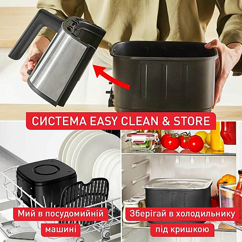 Мультипечь Tefal Easy Fry Silence, 1670Вт, чаша-5л, сенсорное управл., 10 программ, пластик, нерж. сталь-черный
