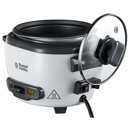 Рисоварка Russell Hobbs, 200Вт, чаша-0.7л, механическое управл., съемная крышка, нерж. сталь, черно-белый