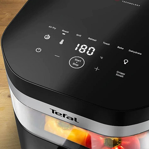 Мультипечь Tefal Easy Fry Infrared, 1850Вт, чаша-7л, сенсорное управл., 8 программ, с окошком, пластик, черный