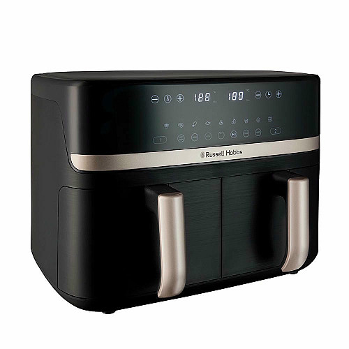 Мультипечь Russell Hobbs Satis Fry DualBaske 2800Вт, чаша-4.5/4.5л, сенсорное управл., 9 авто. программ, пластик, черный