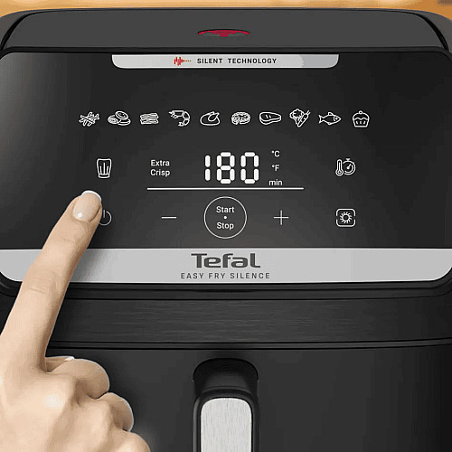 Мультипечь Tefal Easy Fry Silence XXL, 1800Вт, чаша-7л, сенсорное управл., 10 программ, пластик, черный