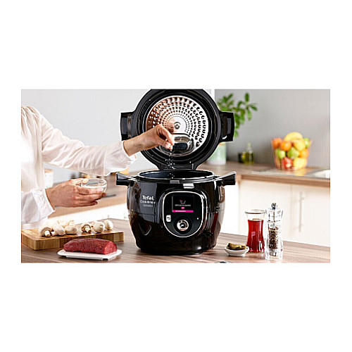 Мультиварка-скороварка Tefal Cook4me+ Connect, 1600Вт, чаша-6л, електронне керув., пластик, чорний