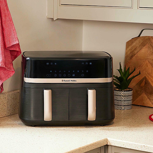 Мультипечь Russell Hobbs Satis Fry DualBaske 2800Вт, чаша-4.5/4.5л, сенсорное управл., 9 авто. программ, пластик, черный