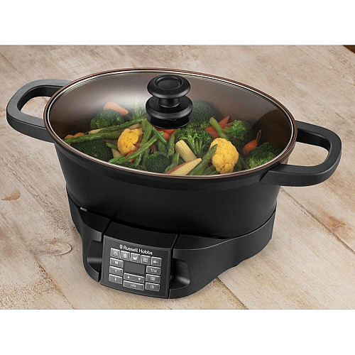 Мультиварка Russell Hobbs GoodToGo, 1000Вт, чаша-6.5л, електронне керув., знімна кришка, кераміка, чорний