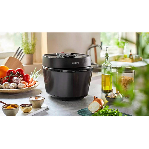 Мультиварка-скороварка Philips All-in-One Cooker, 1000Вт, чаша-5л, электронное управл., пластик, черный