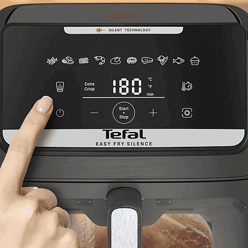 Мультипечь Tefal Easy Fry Silence XXL, 1800Вт, чаша-7, сенсорное управл., 10 программ, с окошком, пластик, темно-серый