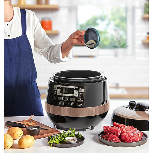 Мультиварка-скороварка Moulinex Quickchef, 1000Вт, чаша-5л, сенсорне керув., пластик, чорний