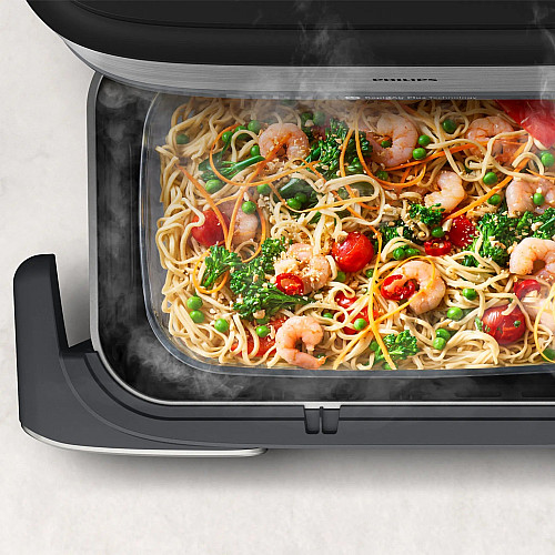 Мультипіч Philips Ovi Dual SteamFry 2750Вт, чаша-3+6л, сенсорне управл., 8 авто. програм,  пластик/метал, сірий