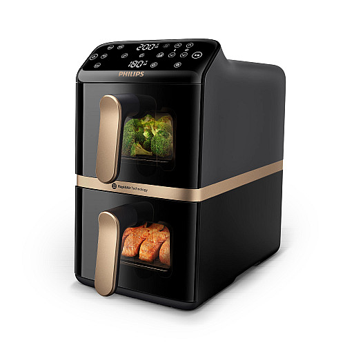 Мультипіч Philips Stacked Dual 2300Вт, чаша-5+5л, сенсорне управл., 6 авто. программ, пластик, чорний