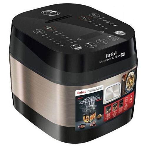 Мультиварка Tefal MultiCook&Stir, 1200Вт, чаша-5л, електронне керув., пластик, чорно-бронзовий