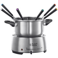 Електричне фондю Russell Hobbs Fiesta, ємність 2л, 1200Вт, 6 виделок в комплекті, нерж. сталь, сірий