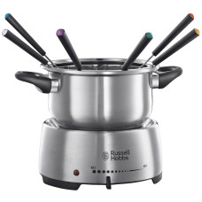 Електричне фондю Russell Hobbs Fiesta, ємність 2л, 1200Вт, 6 виделок в комплекті, нерж. сталь, сірий