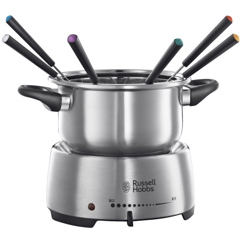 Електричне фондю Russell Hobbs Fiesta, ємність 2л, 1200Вт, 6 виделок в комплекті, нерж. сталь, сірий