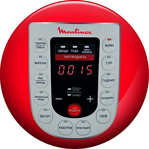 Мультиварка-скороварка Moulinex, 1000Вт, чаша-5л, сенсорное управл., металл/пластик, белый