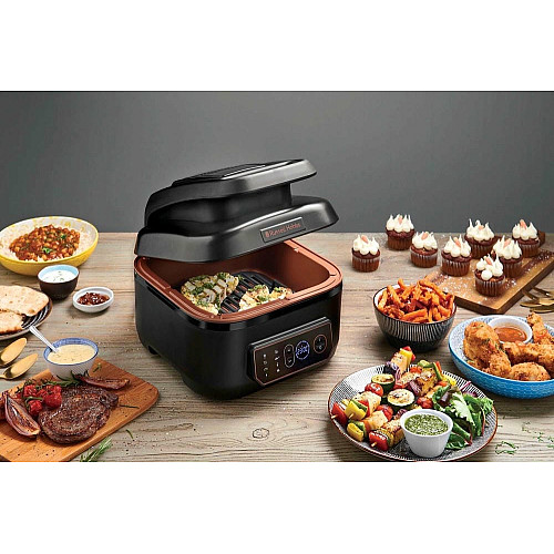 Мультипечь Russell Hobbs SatisFry Air&Grill, 1745Вт, чаша-5.5л, сенсорное управл., алюминий/пластик, черно-оранжевый