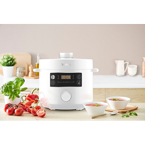 Мультиварка-скороварка Tefal Turbo Cuisine , 1000Вт, чаша-4.8л, механічне керув., пластик, білий