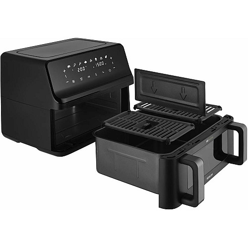 Мультипечь Sencor Dual Vita Fryer, 2700Вт, чаша-4.5+4.5л, сенсорное управл., 2 чаши, гриль, пластик, черный