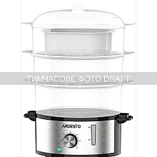 Пароварка ARDESTO 800Вт, чаша-3.4/3.4/3.4л, резервуар для води -1л, механічне керування, 3 яруси, метал/пластик, чорний