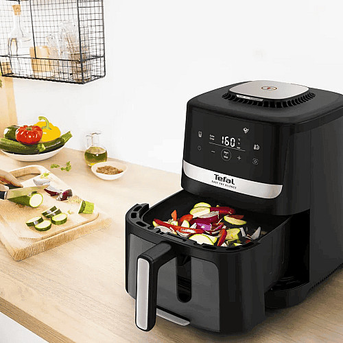 Мультипечь Tefal Easy Fry Silence Vision, 1670Вт, чаша-5л, сенсорное управл., 10 программ, с окошком, пластик, черный