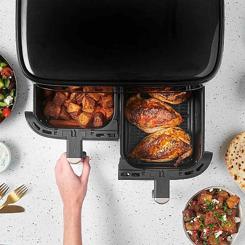 Мультипечь Russell Hobbs Satis Fry DualBaske 2800Вт, чаша-4.5/4.5л, сенсорное управл., 9 авто. программ, пластик, черный