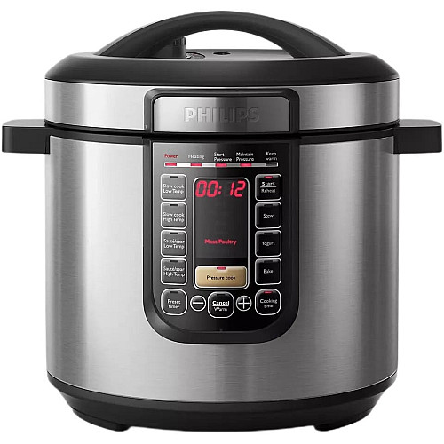 Мультиварка Philips Viva Collection 1300Вт, чаша-6л, електр. керування , 15 авто. програм, нержав.сталь, пластик, чорний