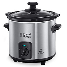Повільноварка Russell Hobbs CompactHome, 145Вт, чаша-2л, механічне керув., знімна кришка, нерж. сталь, сірий