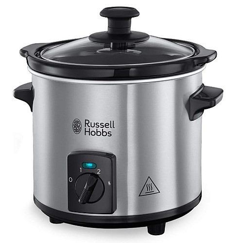 Медленноварка Russell Hobbs CompactHome, 145Вт, чаша-2л, механическое управл., съемная крышка, нерж. сталь, серый